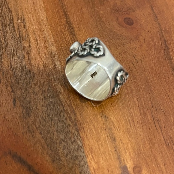 STERLING SILVER CHUNKY TURQUOISE RING SIZE 8 - Picture 5 of 5